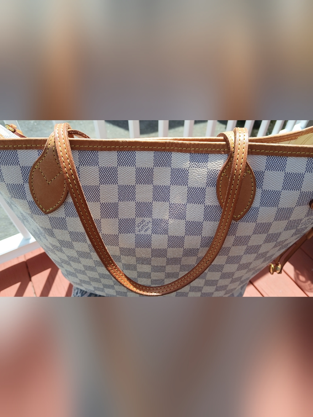 Louis Vuitton Medium Authentic Damier Azur MM White Tote Shoulder Bag . - Picture 12 of 16